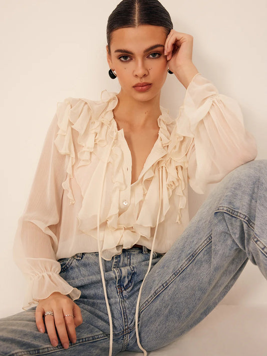 Blusa Volantes Ivory