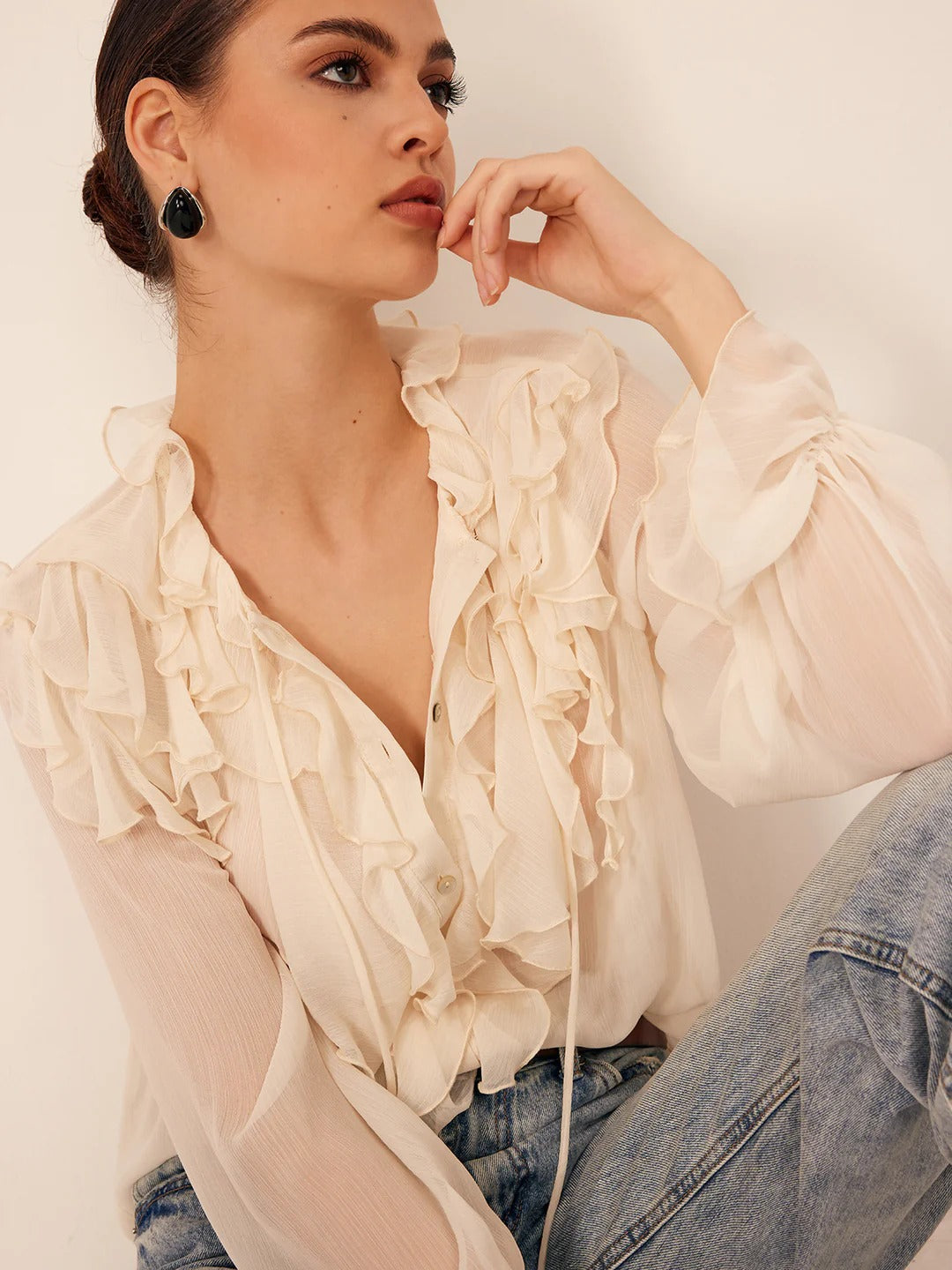 Blusa Volantes Ivory