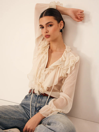 Blusa Volantes Ivory